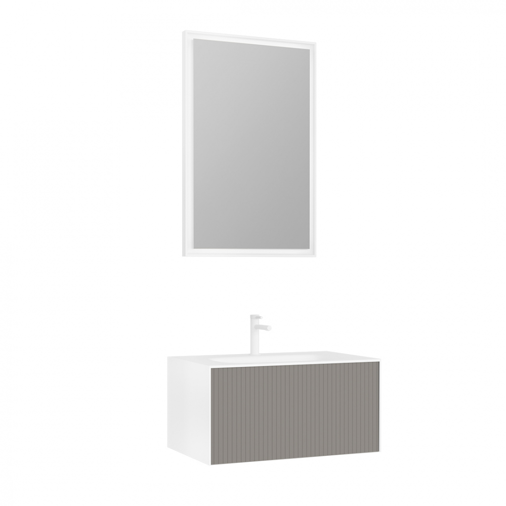 Тумба с раковиной ORKA Cube 80 подвесная, бежевый матовый_1